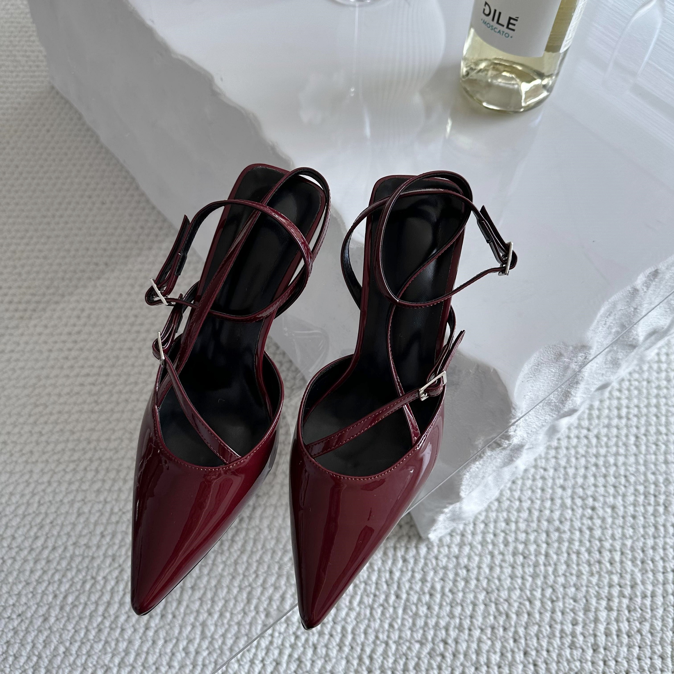 2024 New High Heel Ankle Strap Sandals Women's Open Toe PU Slip On Dress Shoes - Image 5