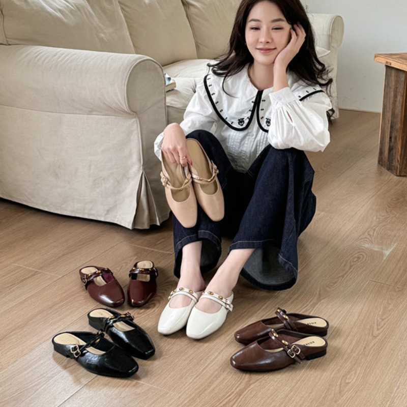 French Style Lazy One-Step Enclosed Half Slippers for Women 2025 Spring New Fashion Versatile Square Toe Mules - Image 5
