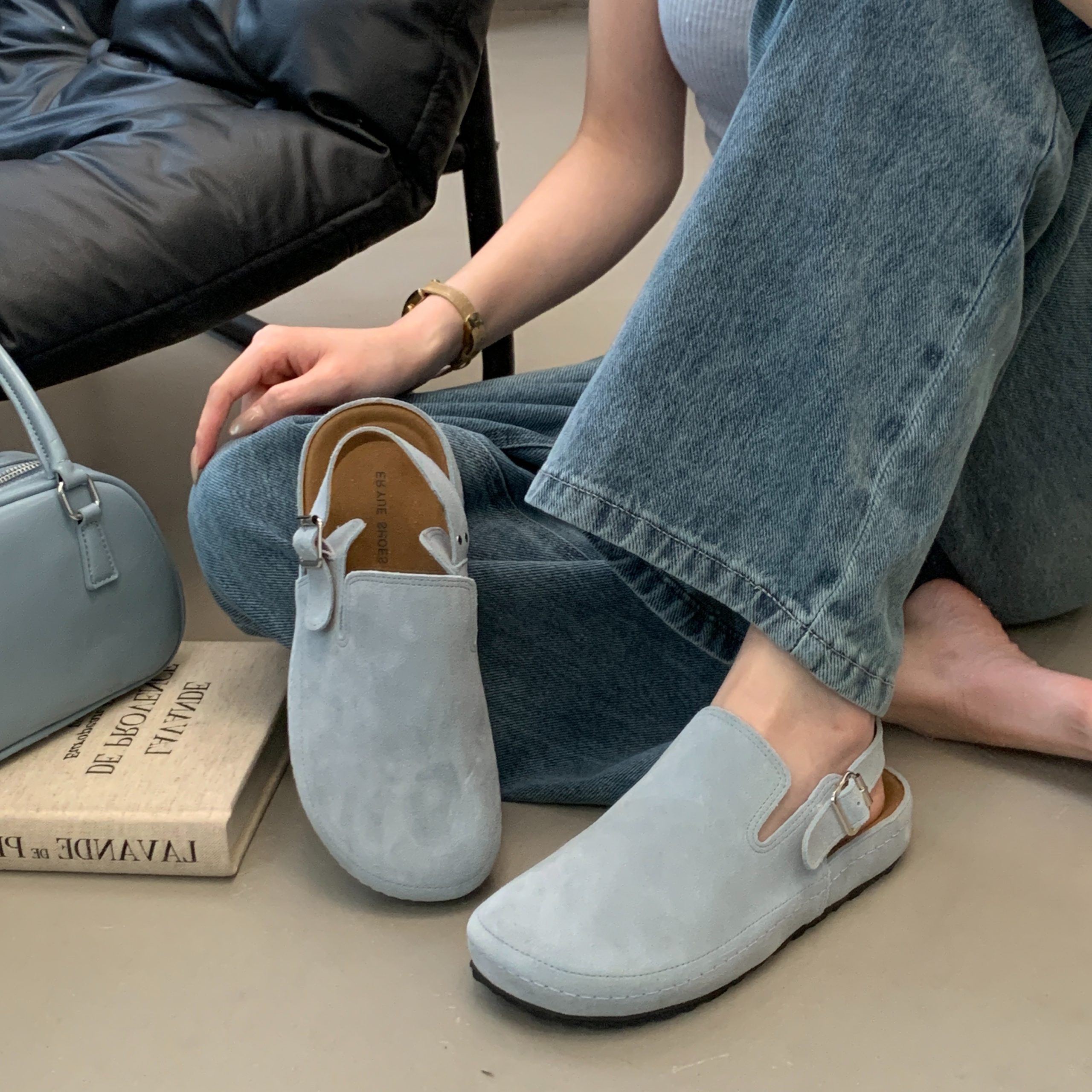 New Matte Suede Birkenstock Thick Sole Sandals 2026 Spring Summer Korean Style Flat Outdoor Bo Ken Shoes - Image 3