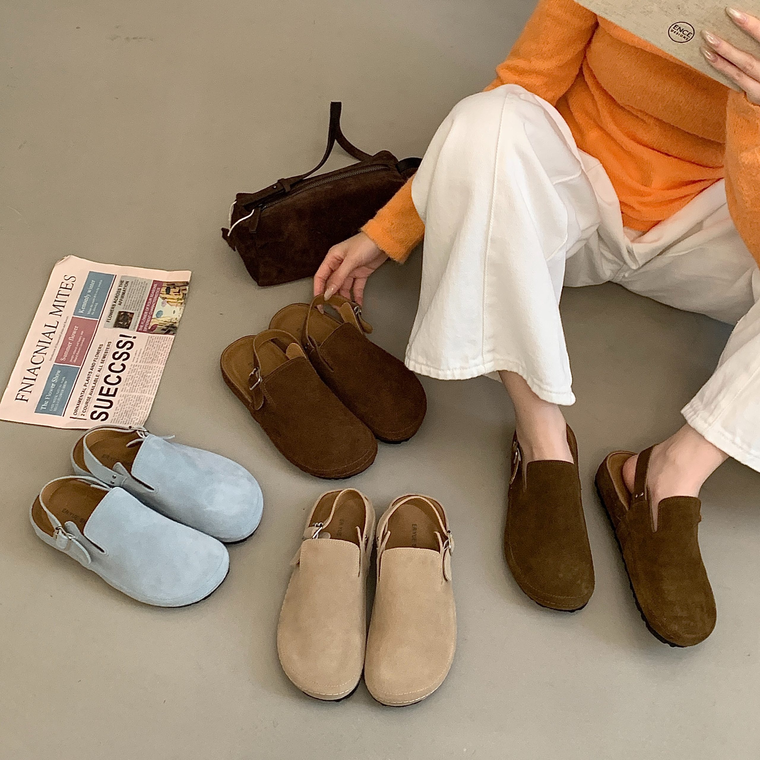 New Matte Suede Birkenstock Thick Sole Sandals 2026 Spring Summer Korean Style Flat Outdoor Bo Ken Shoes