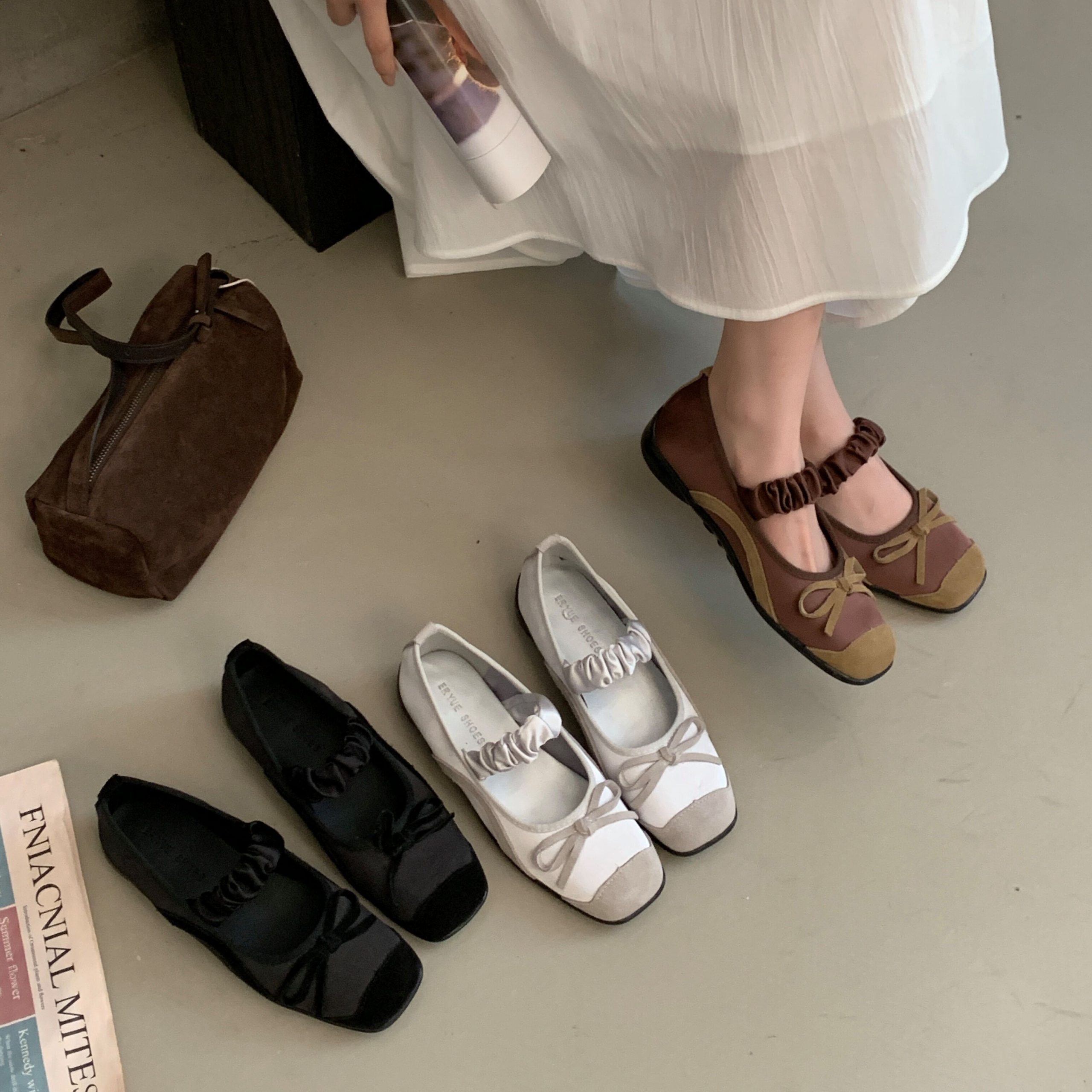 Retro Two-Tone Square Toe Mary Jane Shoes 2026 Spring Summer New Genuine Leather Commuter Casual Shoes
