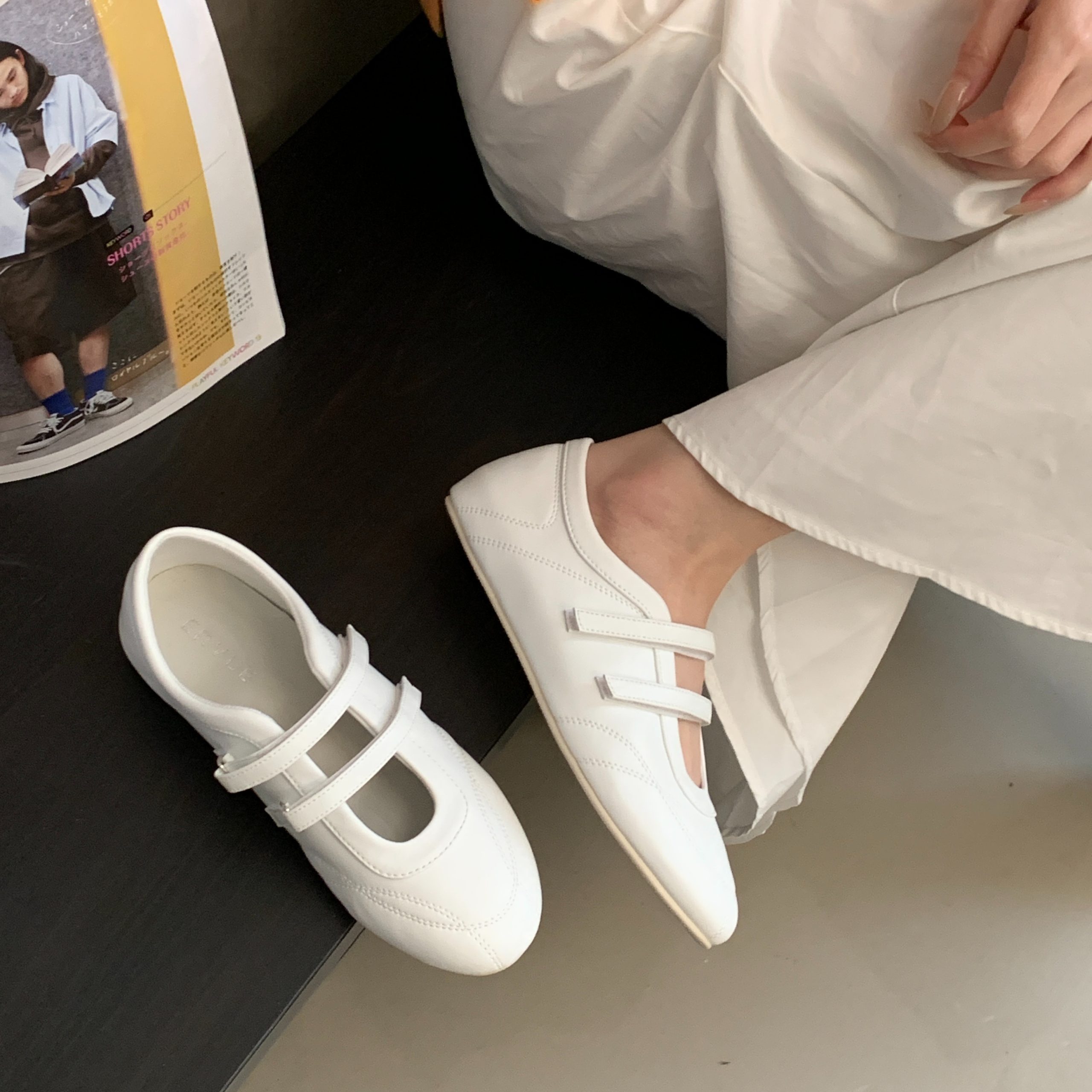 2026 New Spring Magic Tape Casual Ballet Flats Women's Shallow Mouth Soft Round Toe Shoes - Image 2