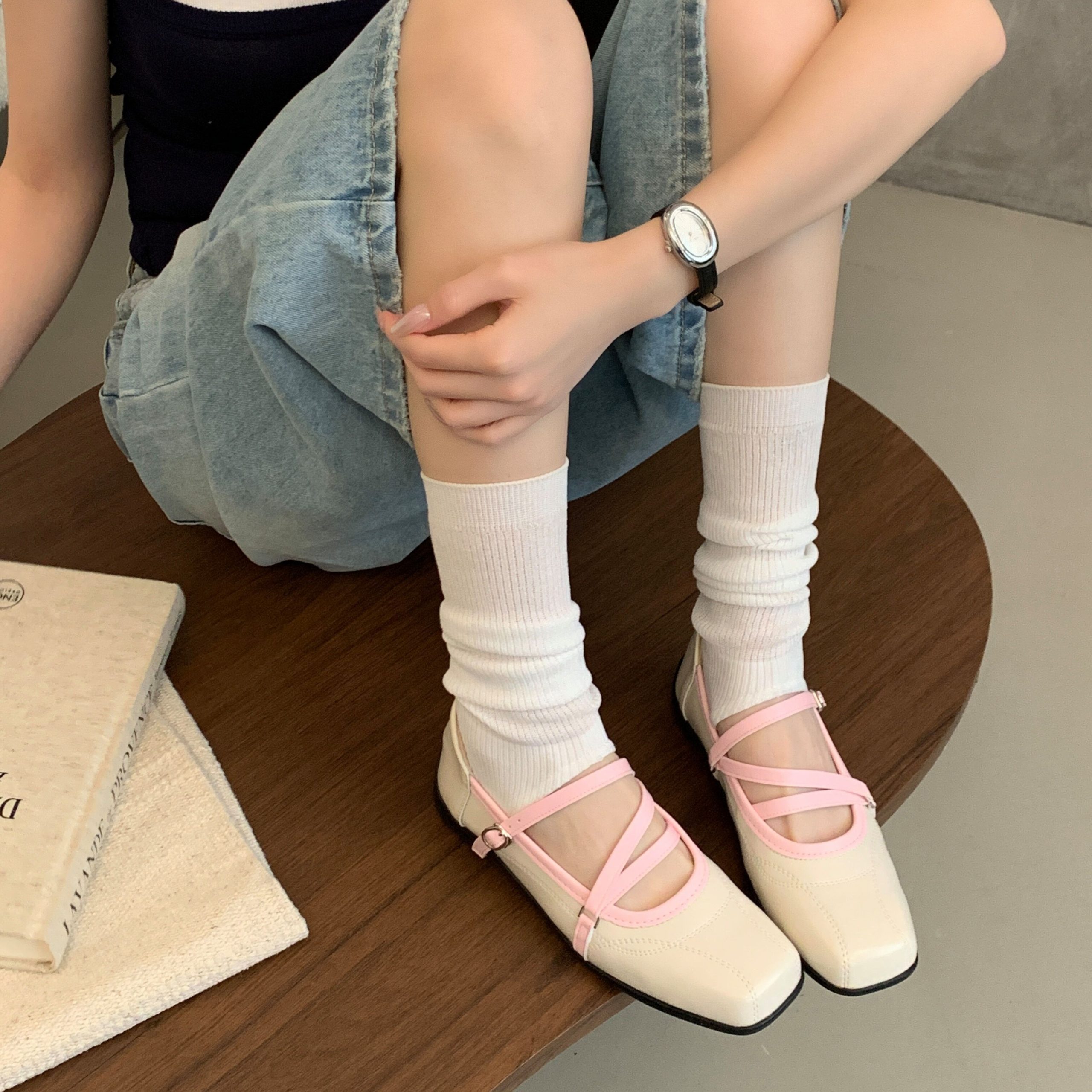 French Ballet Flats 2026 Spring Summer Korean Style Buckle Square Toe Mary Jane Flat Shoes - Image 2
